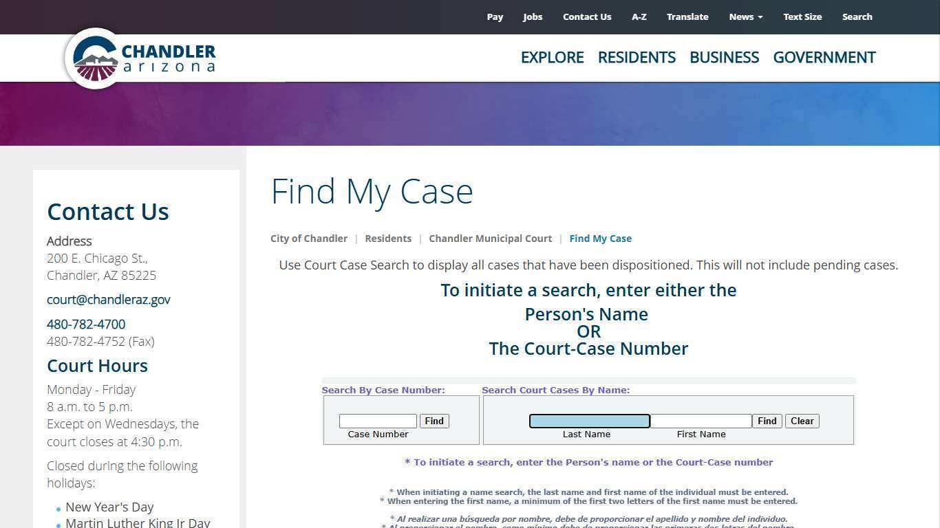 Find My Case | City of Chandler
